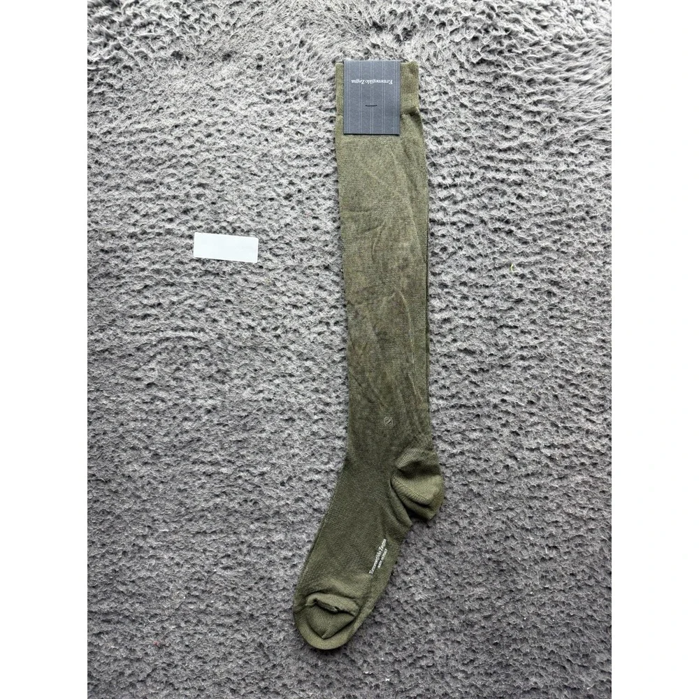 NWT Ermenegildo Zegna Check Knee Socks Eucalyptus Microfan One Size Unisex